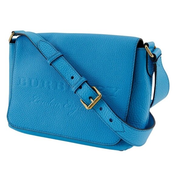 BURBERRY Embossed logo Shoulder Bag Blue leather Women - Picture 5 of 13
